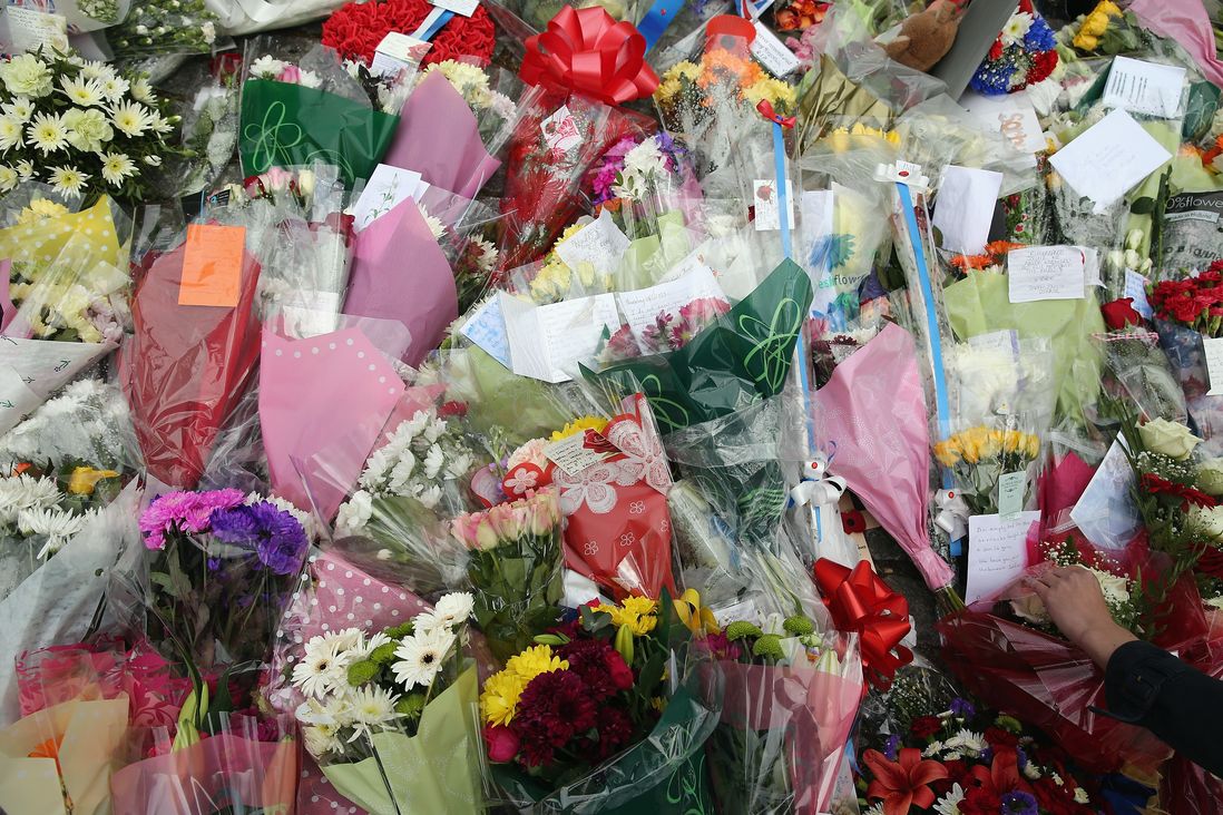 Flowers left at the scene of the killing